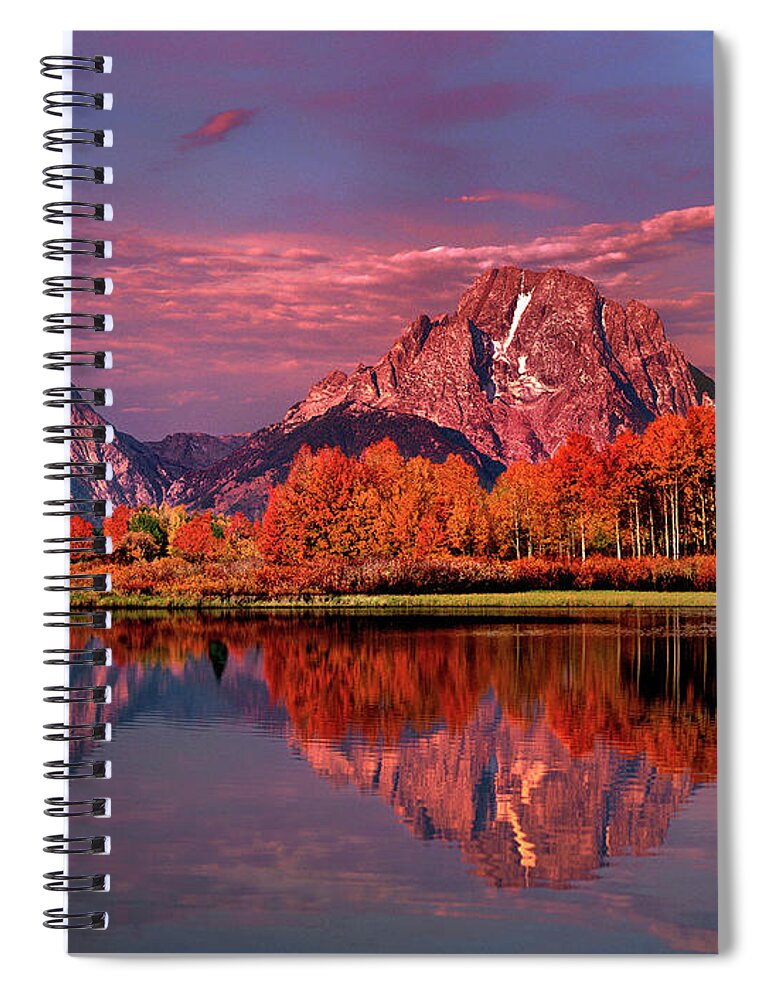 Dave Welling Spiral Notebook featuring the photograph Sunrise Mount Moran Oxbow Bend Grand Tetons Np by Dave Welling