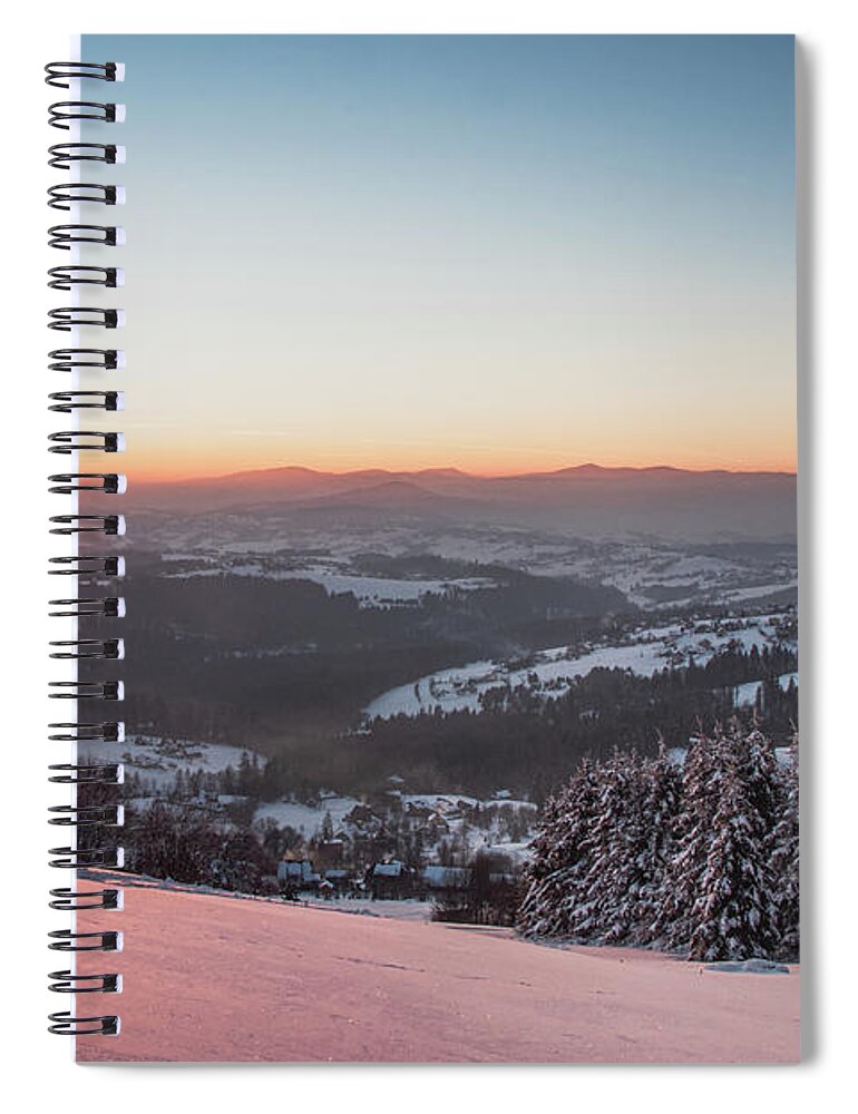 Poland Spiral Notebook featuring the photograph Sunrise on Barania Gora in the Polish Beskydy mountains by Vaclav Sonnek