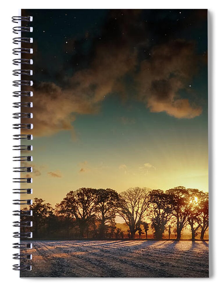 Landscape Spiral Notebook featuring the photograph Sunrise over frosty fields in Norfolk by Simon Bratt