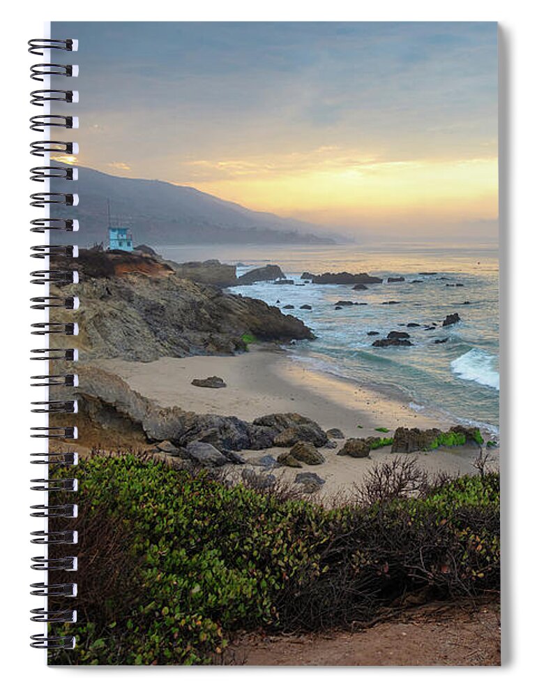 Beach Sunrise Spiral Notebook featuring the photograph Sunrise over Leo Carrillo State Beach by Matthew DeGrushe