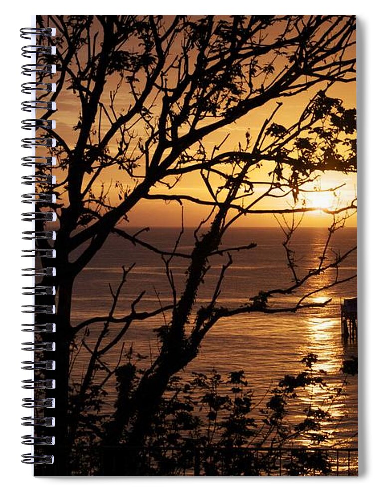 Sun Spiral Notebook featuring the photograph Sunrise over Llandudno pier by Christopher Rowlands
