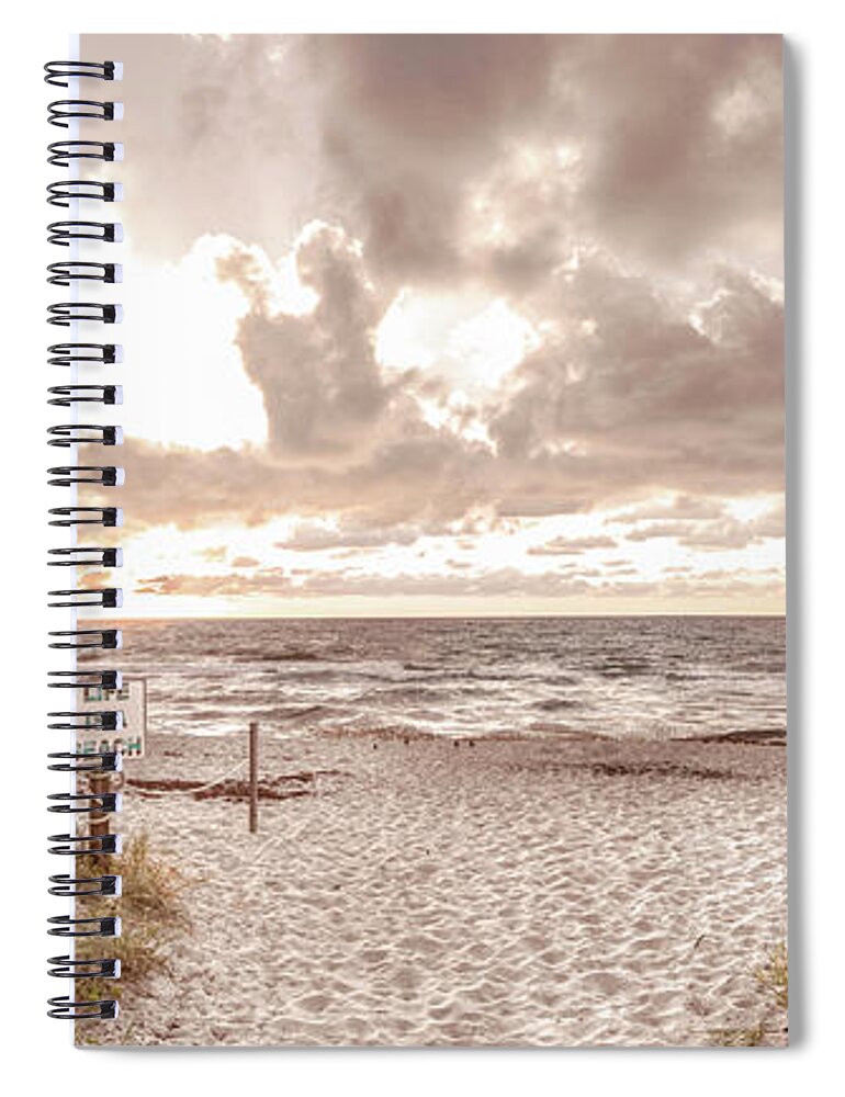 Clouds Spiral Notebook featuring the photograph Sunrise over the Cottage Sand Dunes Panorama by Debra and Dave Vanderlaan