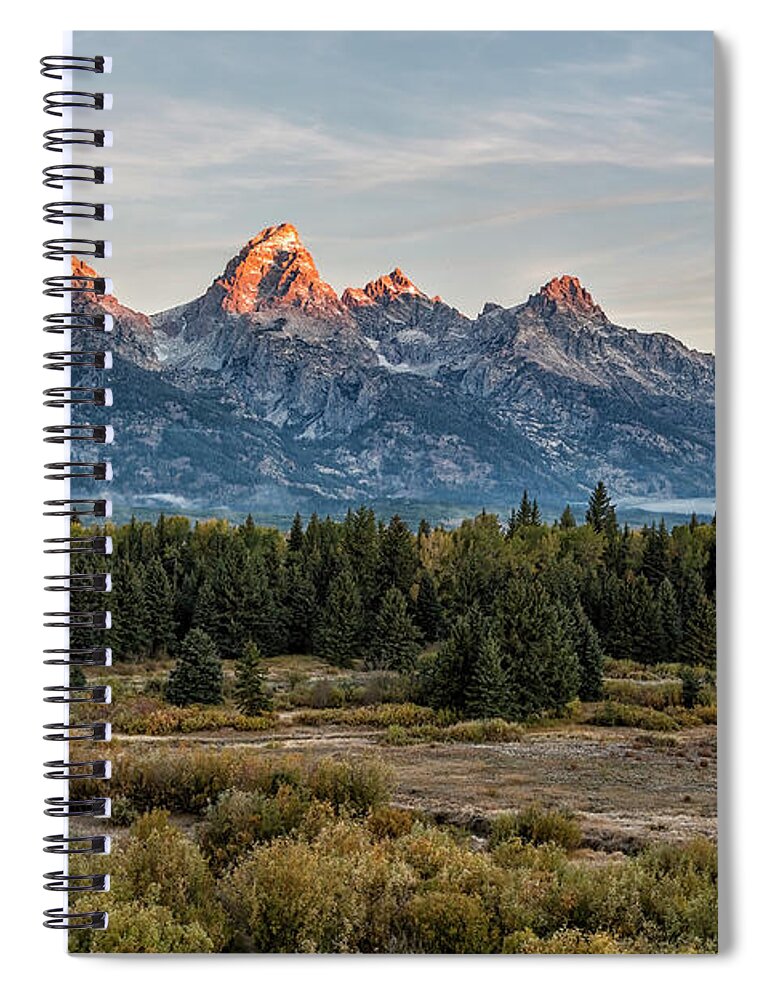 Sunrise Spiral Notebook featuring the photograph Sunrise over the Grand Tetons from Blacktail Ponds Overlook, No. 1 by Belinda Greb