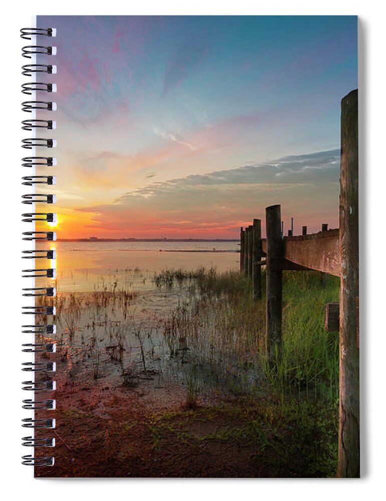 Clouds Spiral Notebook featuring the photograph Sunrise Over the Lake by Debra and Dave Vanderlaan