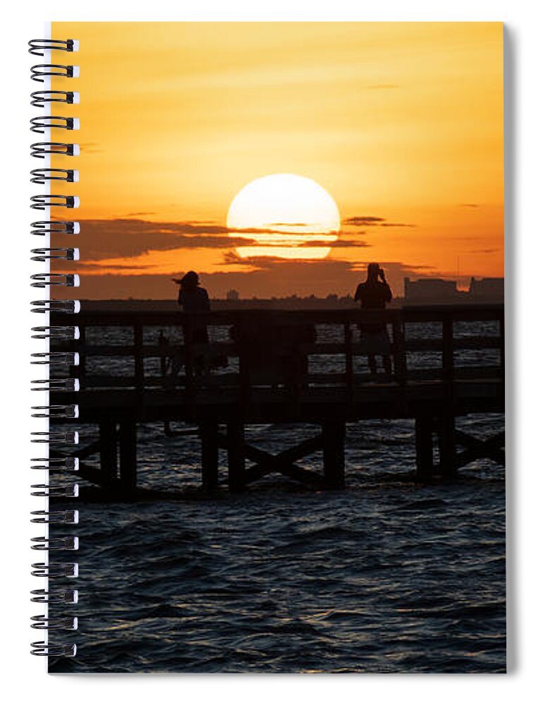 Sunrise Spiral Notebook featuring the photograph Sunrise over the Safety Harbor Pier by L Bosco