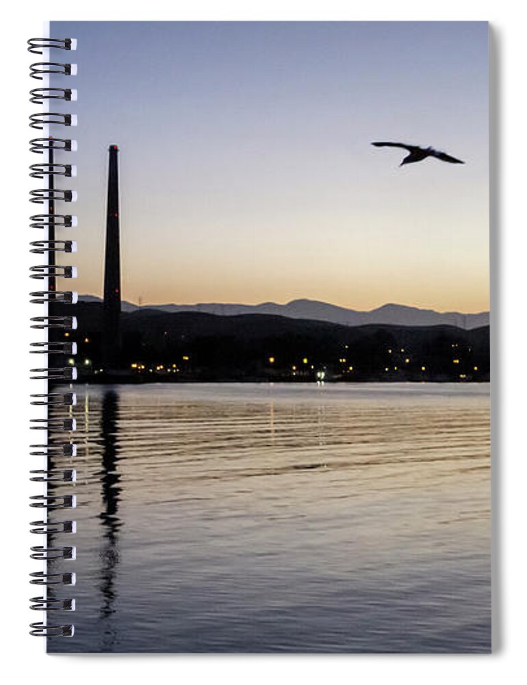 Smokestacks Spiral Notebook featuring the photograph Sunrise Stacks by Gina Cinardo