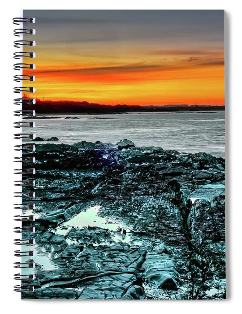 Australia Spiral Notebook featuring the photograph Sunset and Rocks Cowie Beach by Frank Lee
