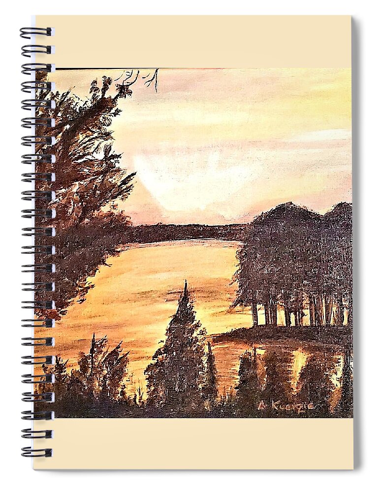 Nature Spiral Notebook featuring the painting Sunset at Buffalo Creek by Amy Kuenzie