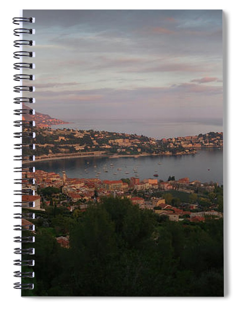Aerial Spiral Notebook featuring the photograph Sunset at Cap-Ferrat on the French Riviera by Jean-Luc Farges
