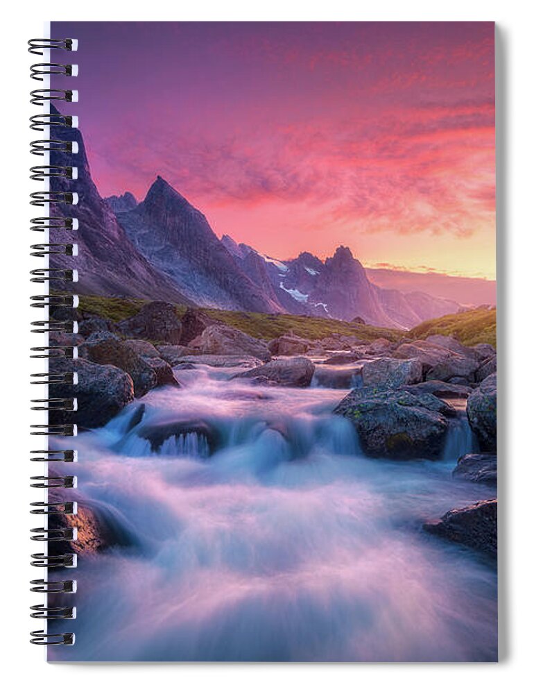 Creek Spiral Notebook featuring the photograph Sunset at Glacier creek by Henry w Liu