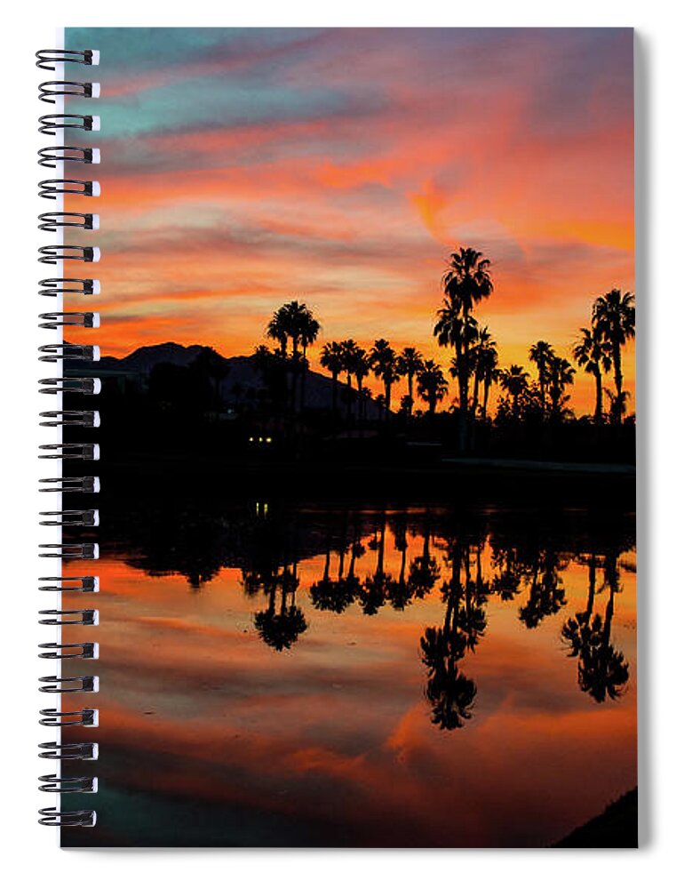 Sunset Spiral Notebook featuring the photograph Sunset at Ironwood CC, Palm Desert, California by Bonnie Colgan