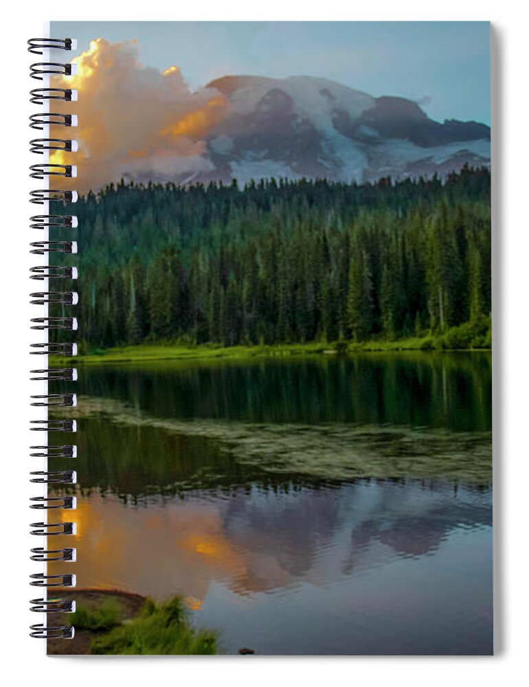 Mount Rainier National Park Spiral Notebook featuring the photograph Sunset at Reflection Lakes by Doug Scrima