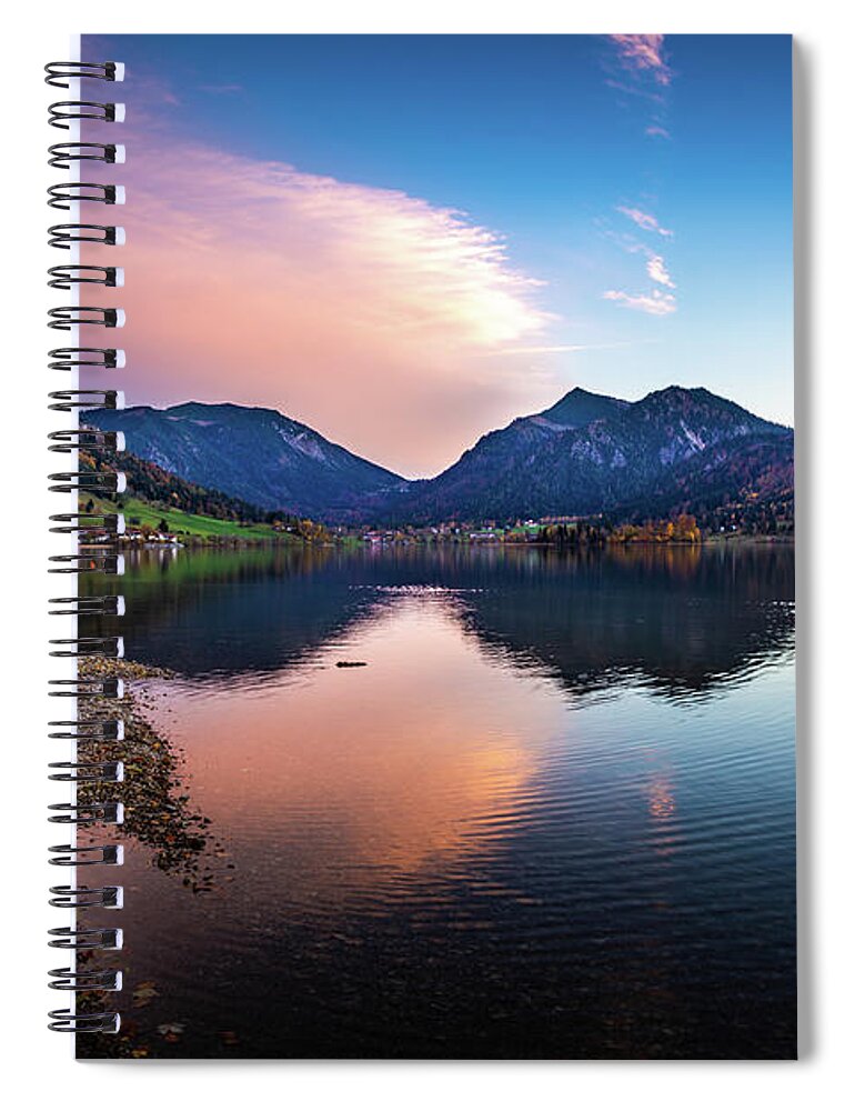 Schliersee Spiral Notebook featuring the photograph Sunset at the Schliersee III by Hannes Cmarits