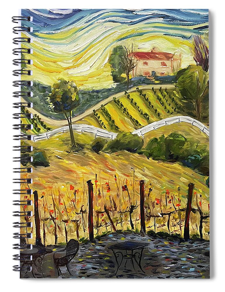 Sunset Spiral Notebook featuring the painting Sunset at the Villa by Roxy Rich