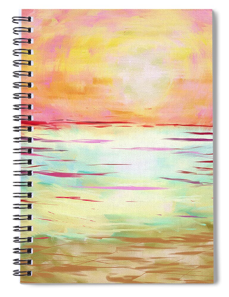 Beach Spiral Notebook featuring the digital art Sunset Beach by Jeremy Aiyadurai