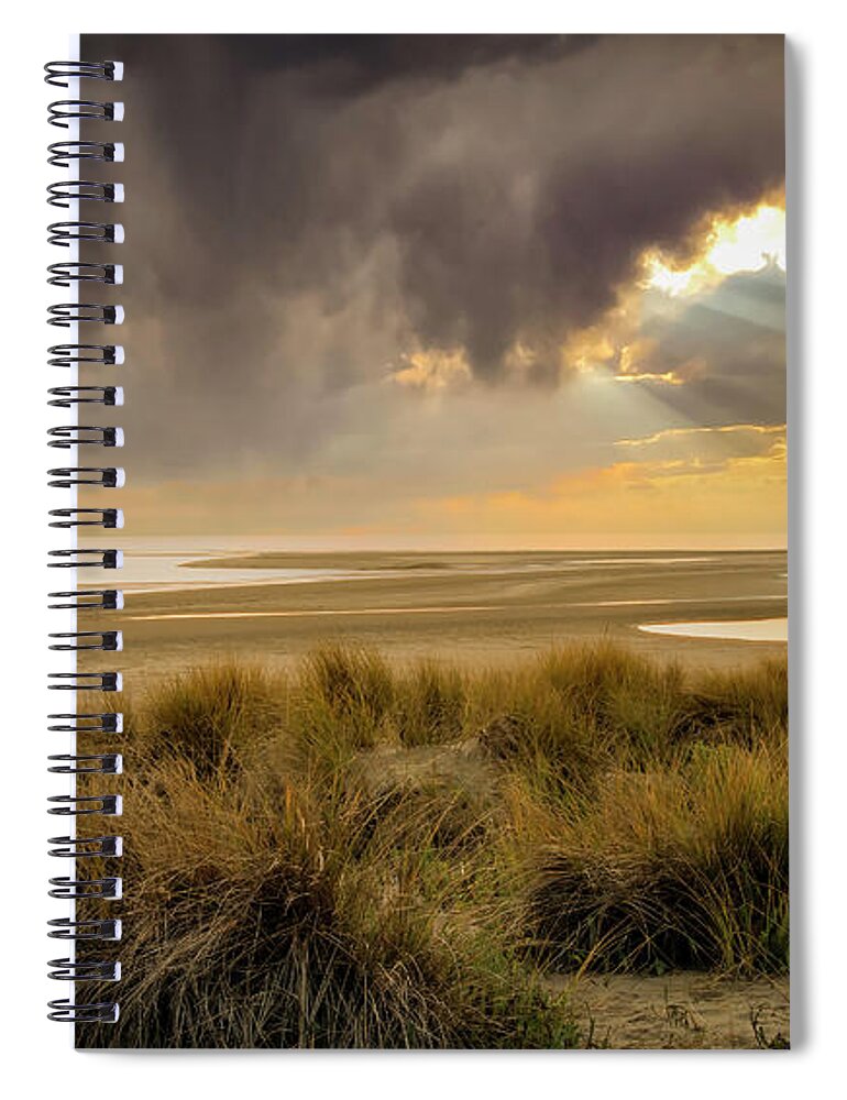 Sunset Spiral Notebook featuring the photograph Sunset beach Northsea by Marjolein Van Middelkoop