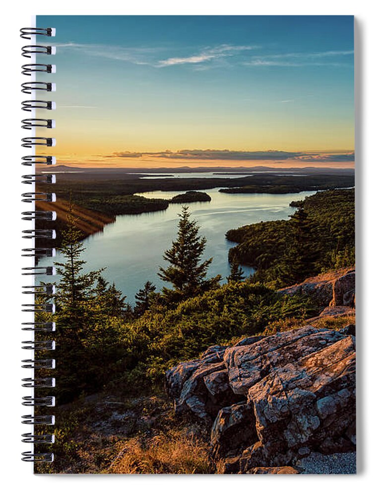 Acadia Spiral Notebook featuring the photograph Sunset Beech Mountain, Acadia NP by Jeff Sinon