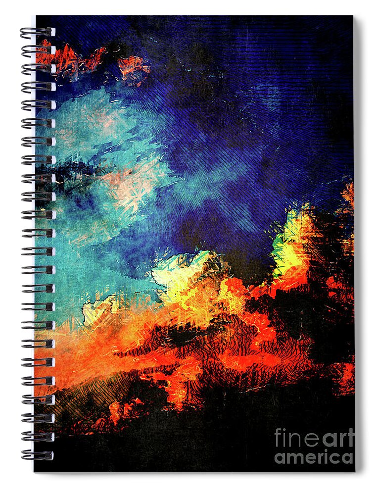 Sunset Spiral Notebook featuring the digital art Sunset Clouds by Phil Perkins