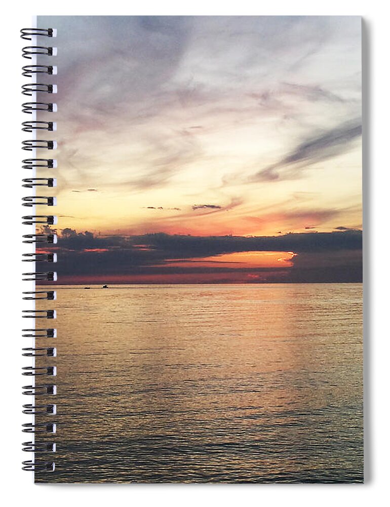 Sunset Spiral Notebook featuring the mixed media Sunset Croatia by Joelle Philibert