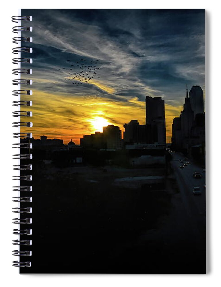 Cityscapes Spiral Notebook featuring the photograph Sunset Dallas Texas I45 by Diana Mary Sharpton