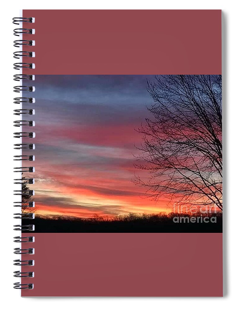 Sunset Spiral Notebook featuring the painting Sunset by Elena Pratt