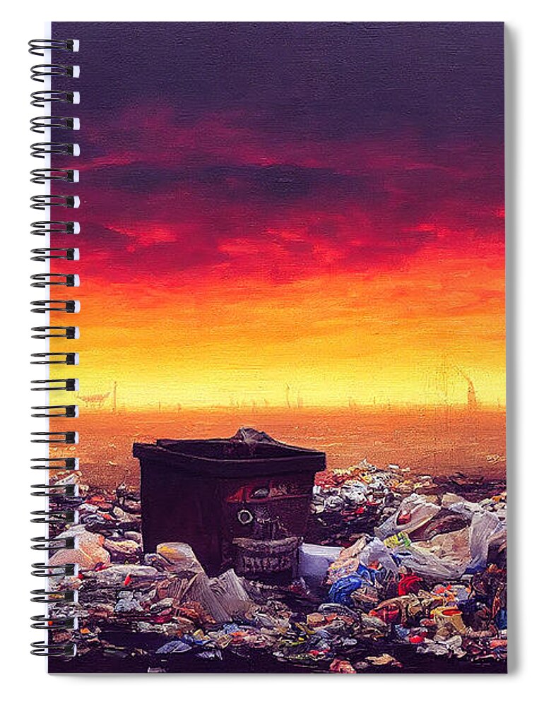 Figurative Spiral Notebook featuring the digital art Sunset In Garbage Land 3 by Craig Boehman