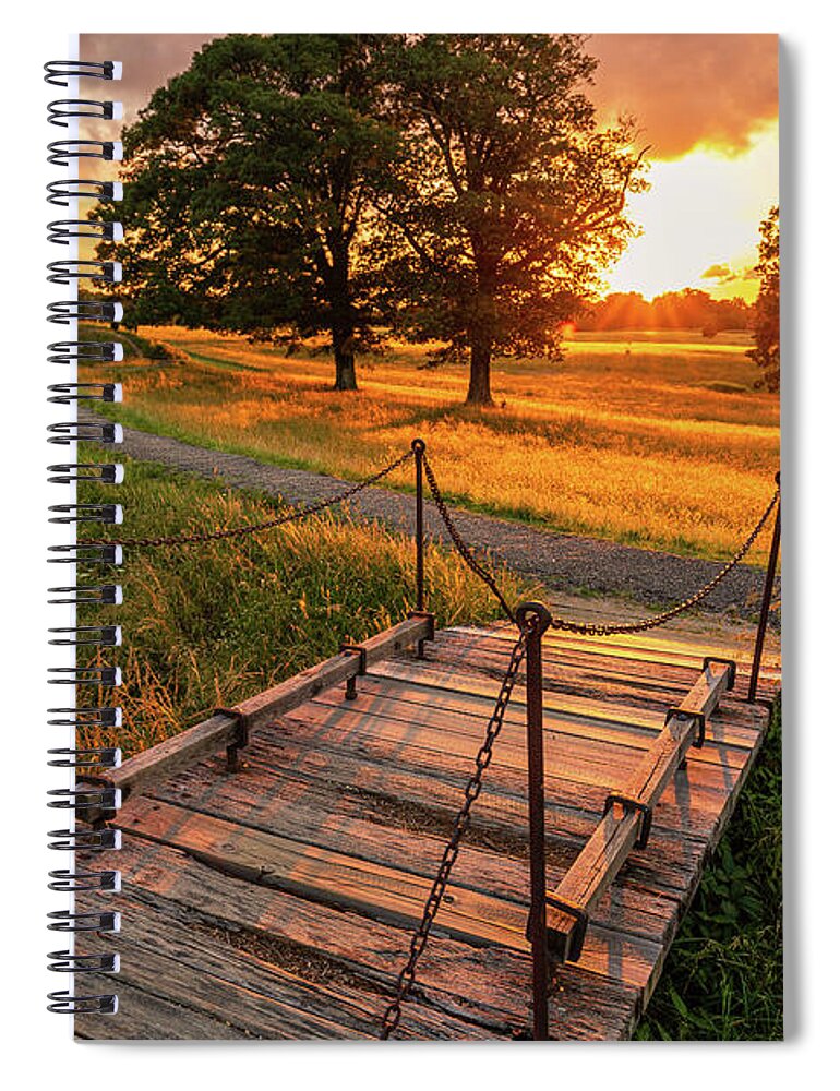 Yorktown Spiral Notebook featuring the photograph Sunset Light at Yorktown Battlefield by Rachel Morrison