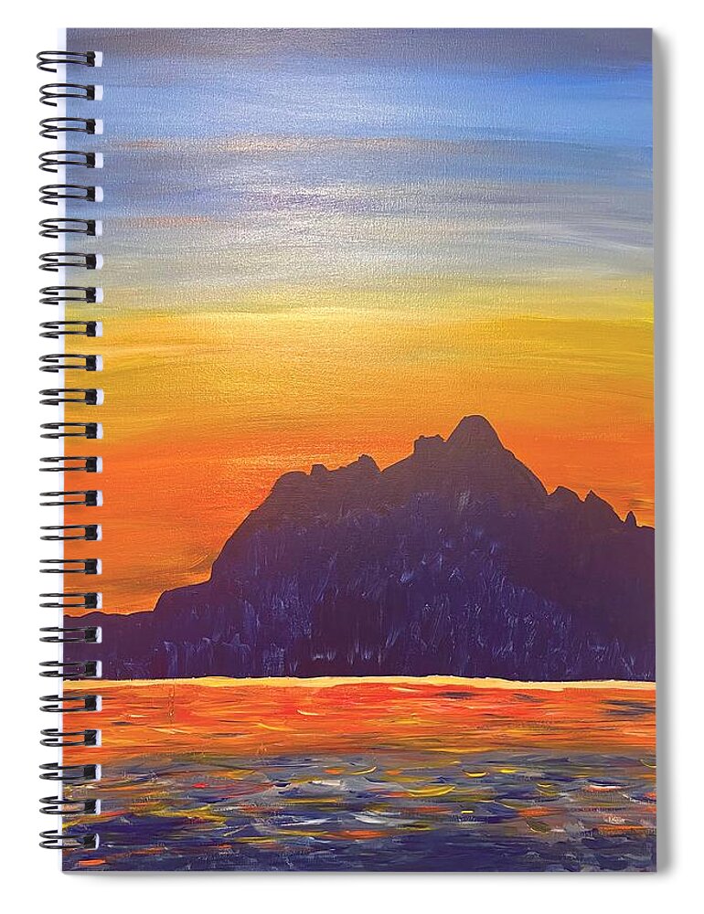 Sunset Spiral Notebook featuring the painting Sunset on Abiquiu Lake by Christina Wedberg