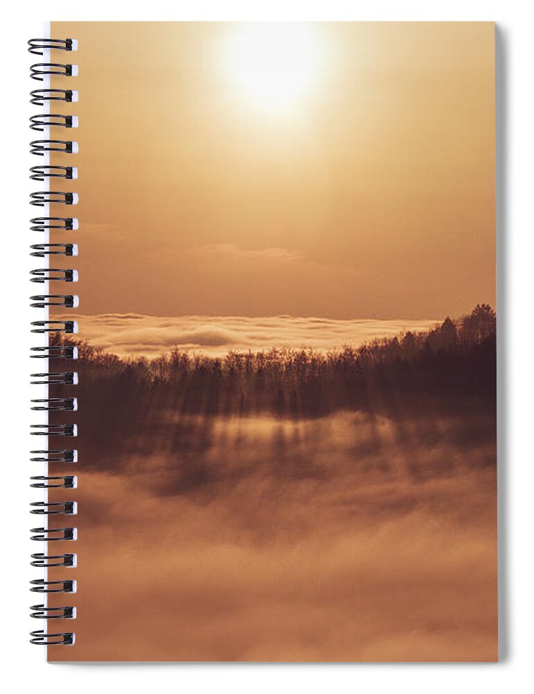 Palkovicke Hurky Spiral Notebook featuring the photograph Sunset over a sea of clouds by Vaclav Sonnek