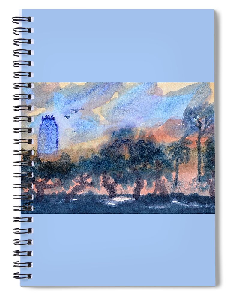 Sunset Over Bok Tower Gardens 2 Spiral Notebook featuring the painting Sunset Over Bok Tower Gardens 2 by Warren Thompson