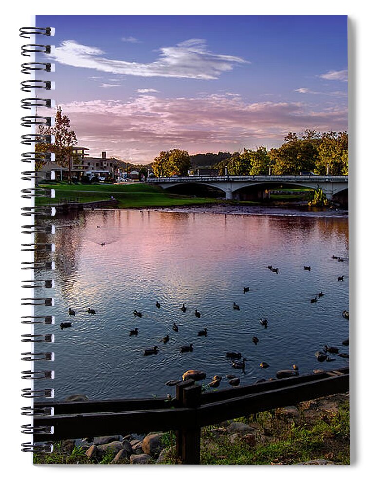Elizabethton Spiral Notebook featuring the photograph Sunset over Doe River by Shelia Hunt