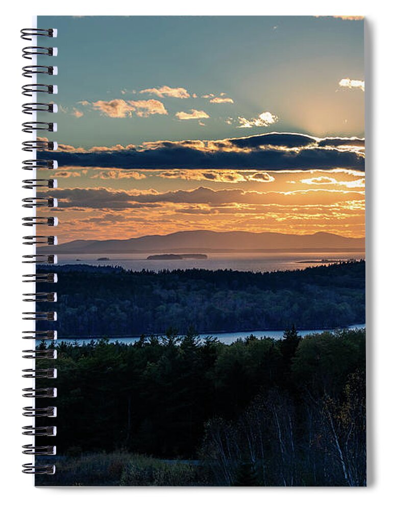 Sunset Spiral Notebook featuring the photograph Sunset over Penobscot Bay 1 by Craig A Walker