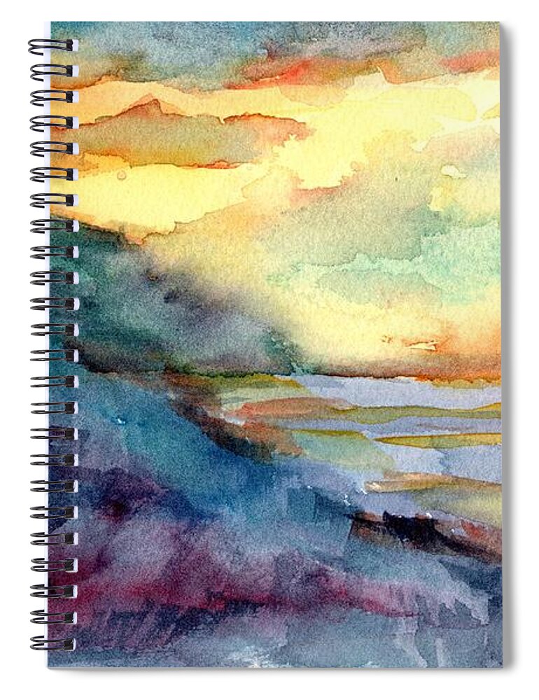 Sunset Spiral Notebook featuring the painting Sunset Over Sound by David Dorrell