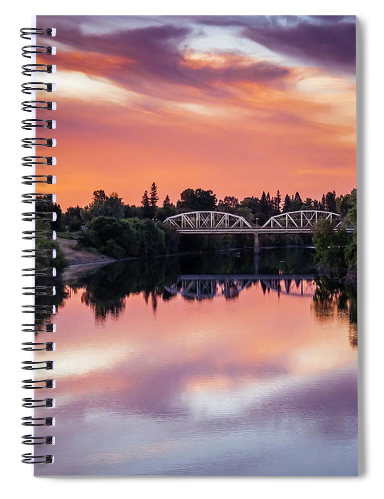 Sunset Spiral Notebook featuring the photograph Sunset over the American River by Gary Geddes