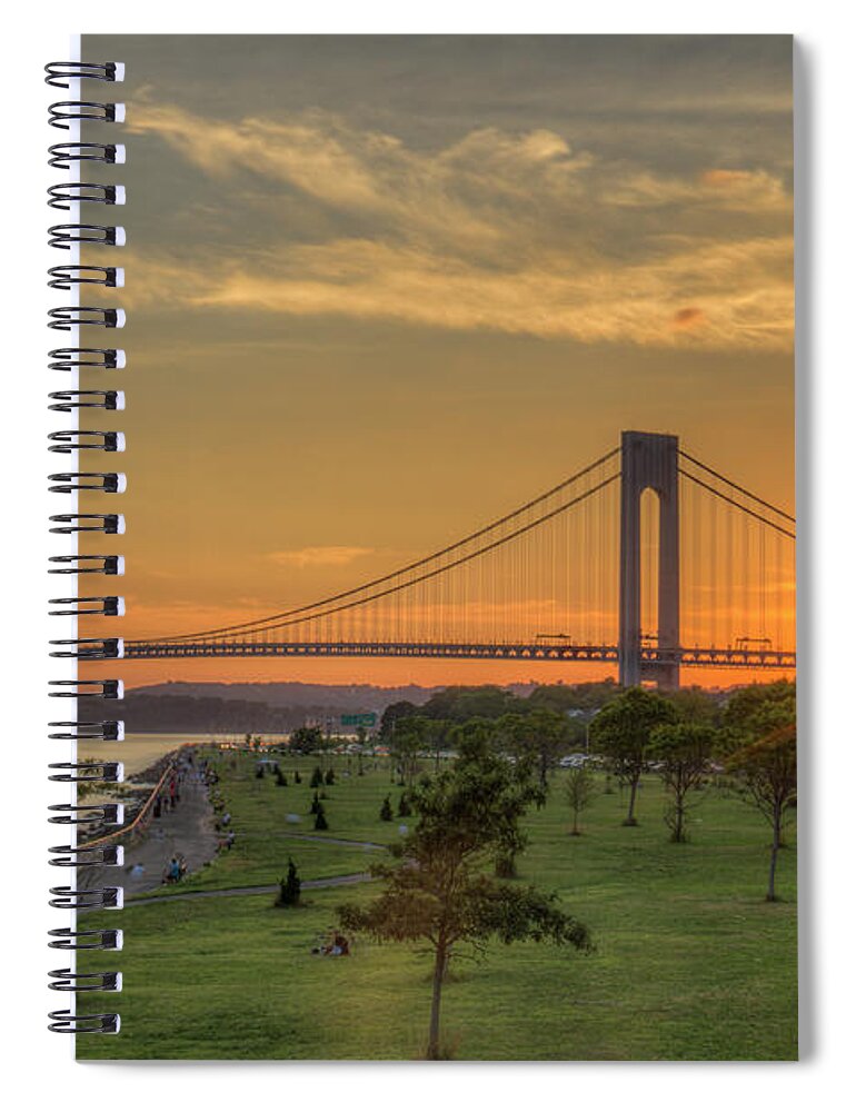 Sunset Spiral Notebook featuring the photograph Sunset Over The Bridge by Zev Steinhardt