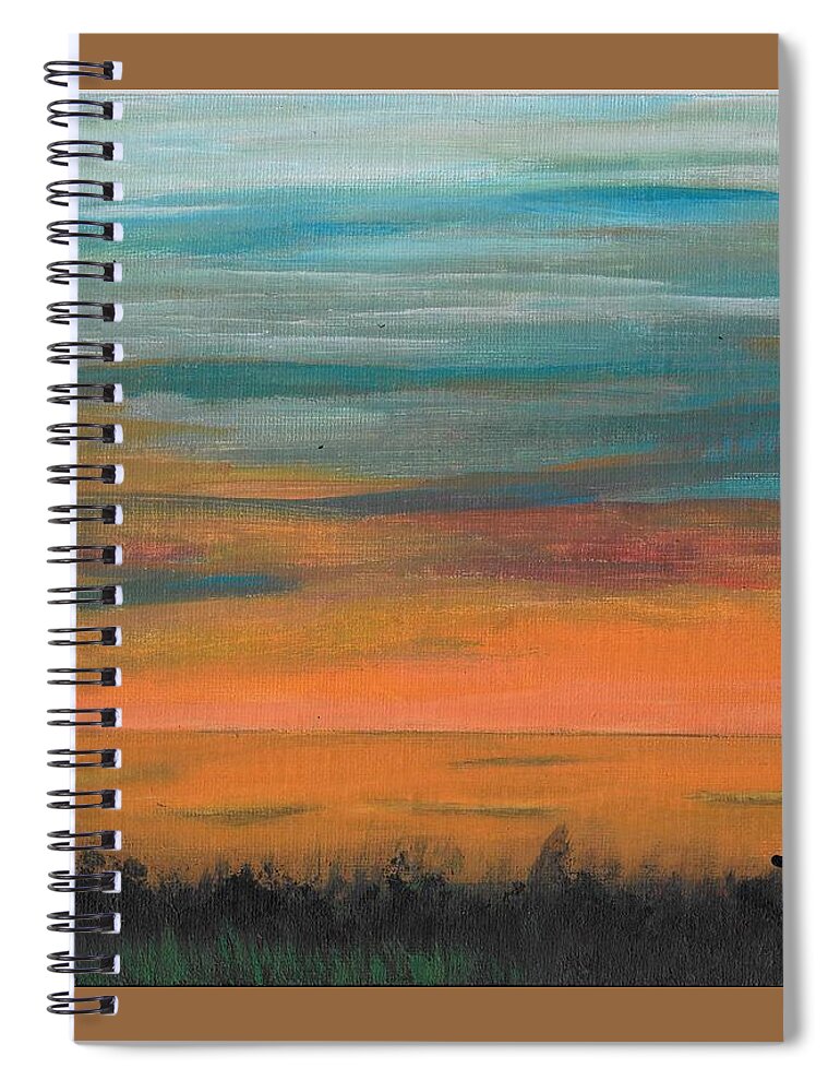 Sun Spiral Notebook featuring the painting Sunset Overseas by Esoteric Gardens KN