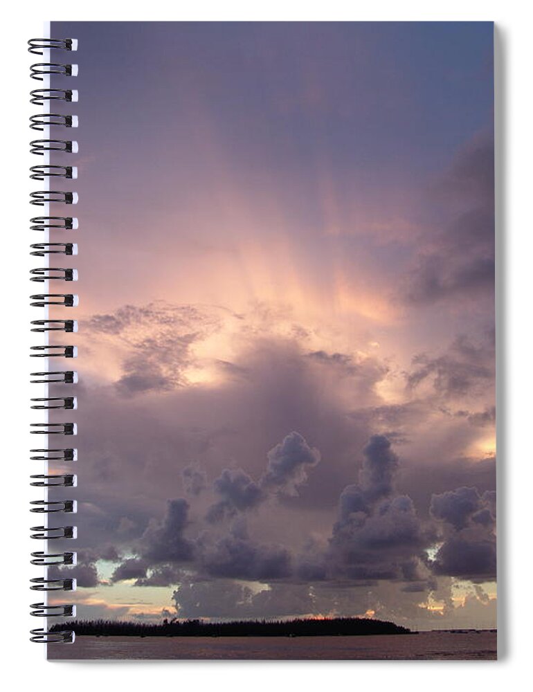 #fl #florida #keywest #evening #dusk #sunset #blueskies #clouds #cloudy #pinkclouds #sprucewoodstudios Spiral Notebook featuring the photograph Sunset Pink at Key West by Charles Vice