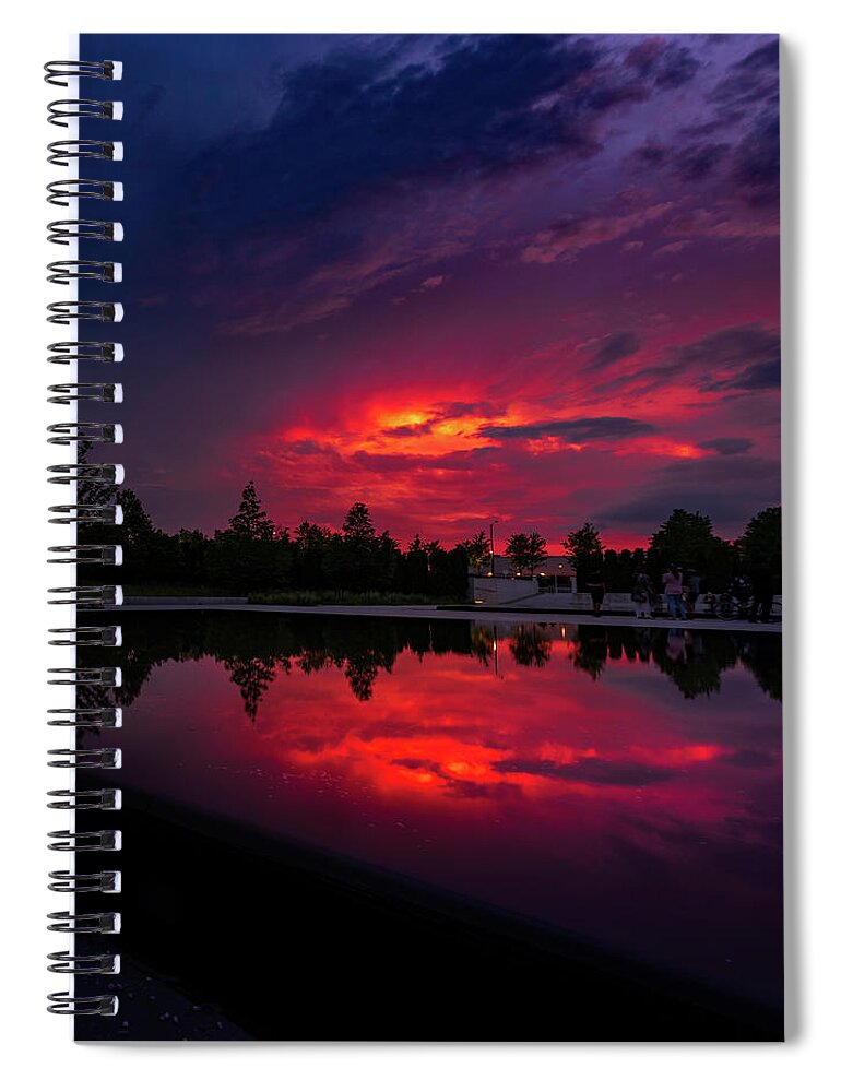 Pool Spiral Notebook featuring the photograph Sunset Red Reflection by Dee Potter