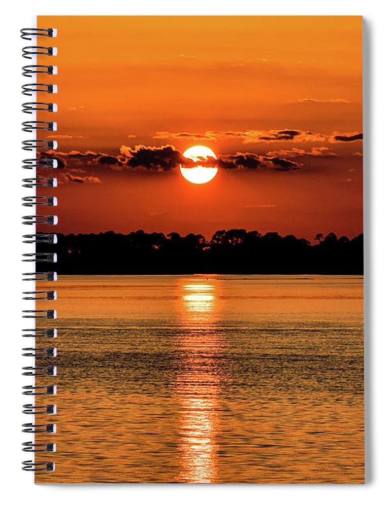 Sunset Spiral Notebook featuring the photograph Sunset Reflection on Pensacola Bay by Beachtown Views