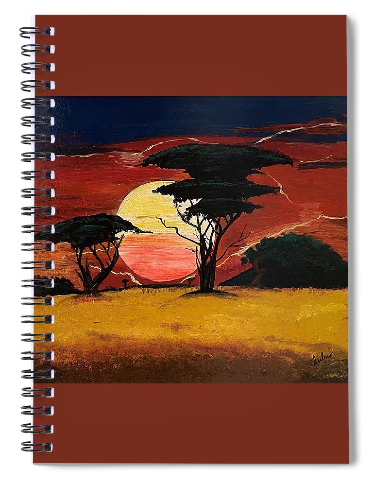 Sunset Spiral Notebook featuring the painting Sunset by Charles Young