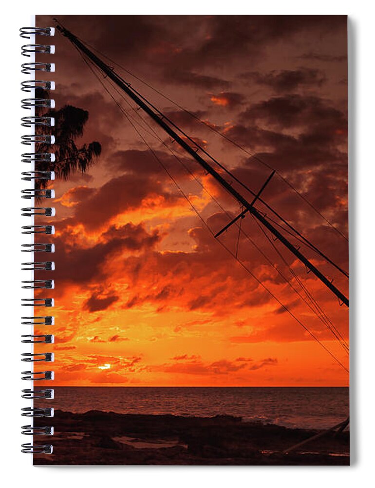 Sunset Art Spiral Notebook featuring the photograph Sunset Shipwreck by Gian Smith