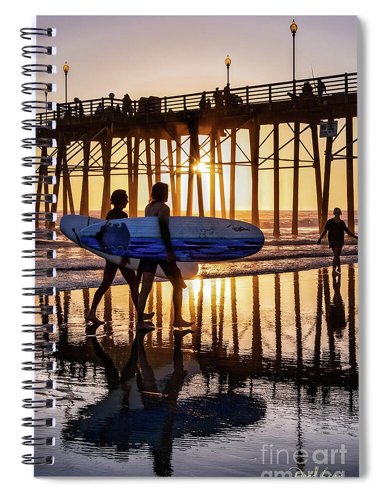 Beach Spiral Notebook featuring the photograph Sunset Silhouette at Oceanside Pier by David Levin