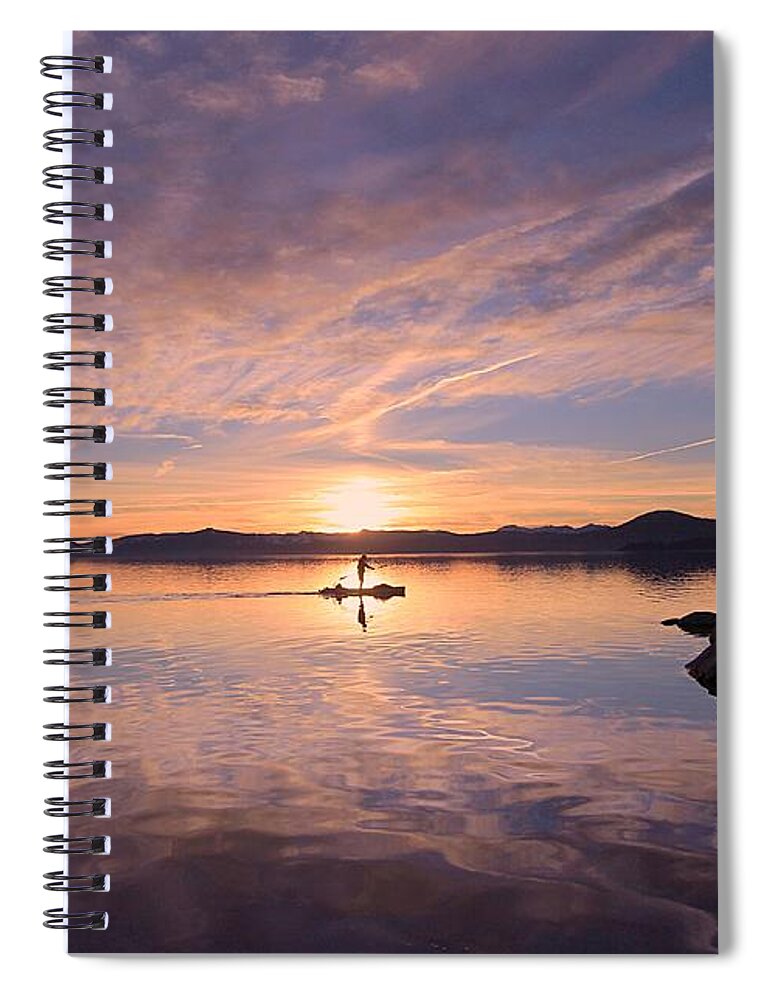 Lake Tahoe Spiral Notebook featuring the photograph Sunset SUPper by Sean Sarsfield