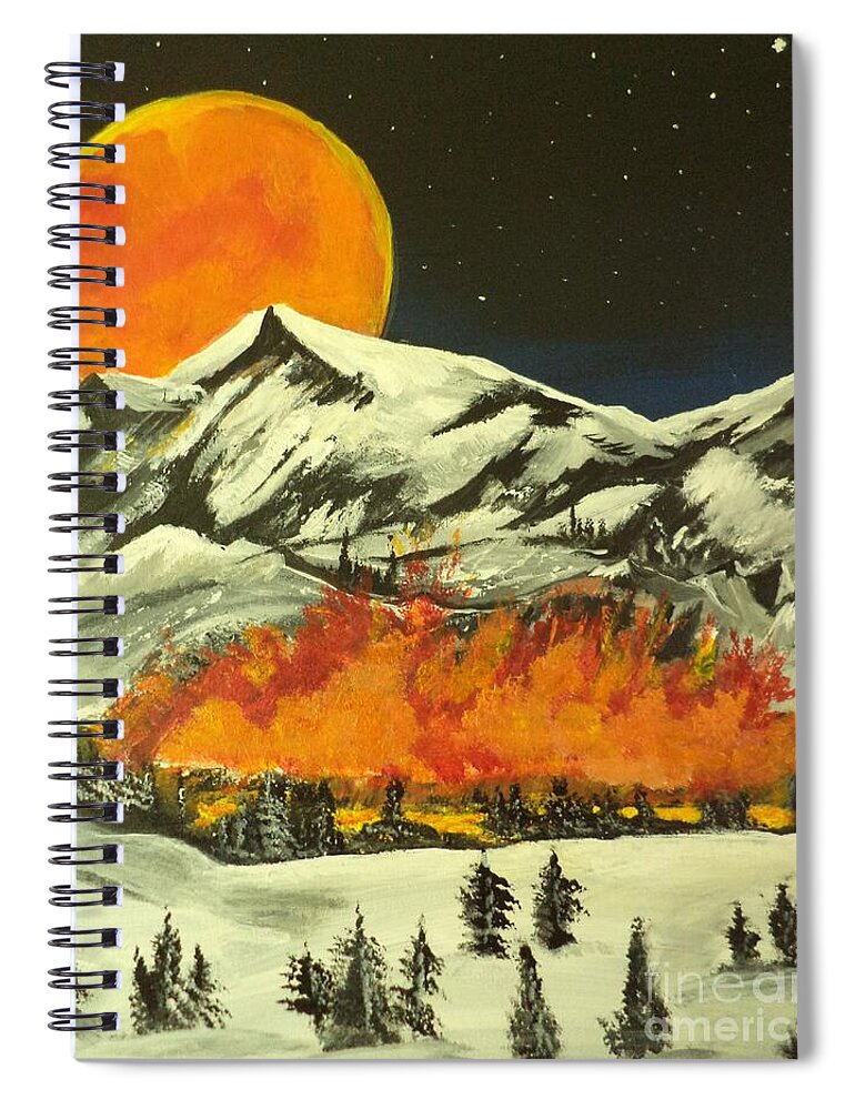 Original Spiral Notebook featuring the painting Sunset Volcanic Eruption Painting # 297 by Donald Northup