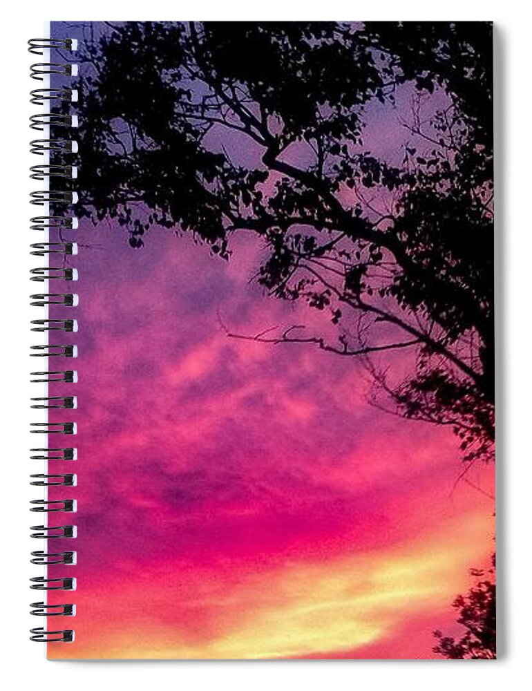 Sunset  Spiral Notebook featuring the photograph Sunset with a tree by Kelsea Peet