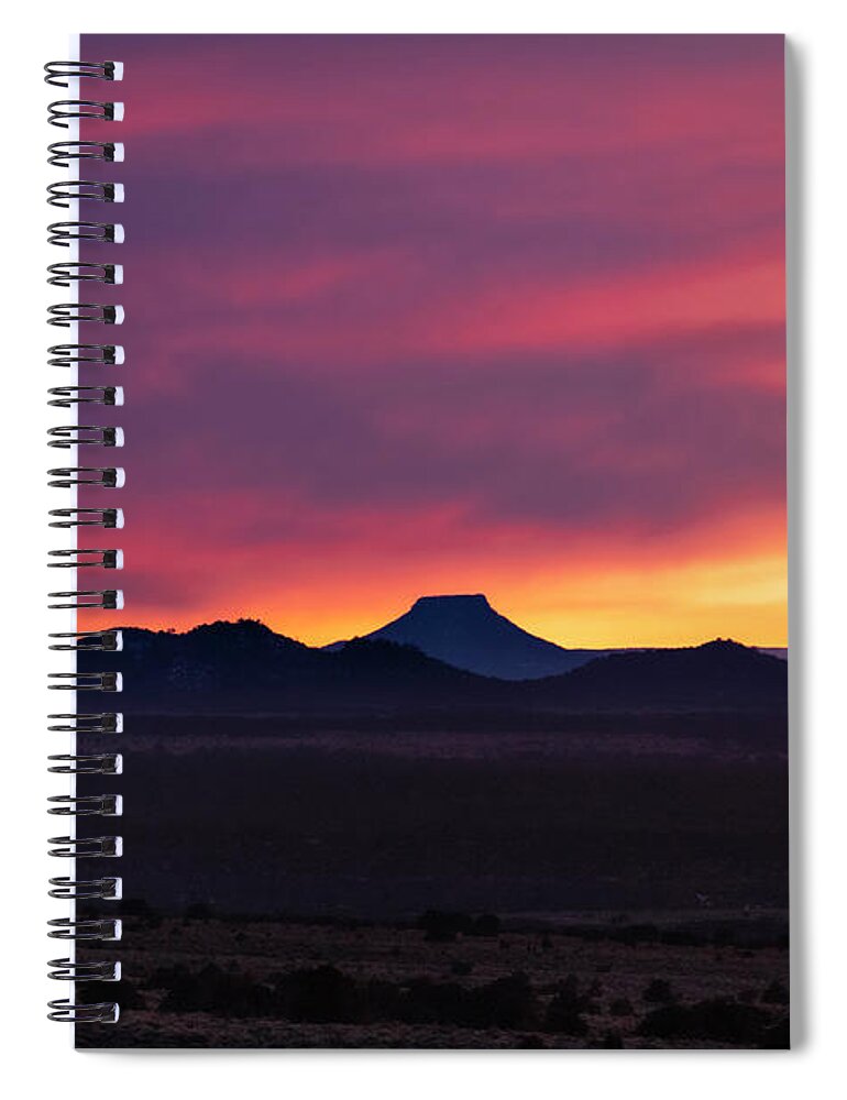 Taos Spiral Notebook featuring the photograph Sunset with Cerro Pedernal by Elijah Rael