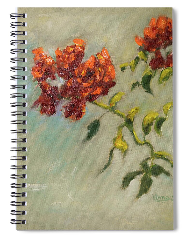 Sunshine And Roses Spiral Notebook featuring the painting Sunshine and Roses by Uma Krishnamoorthy
