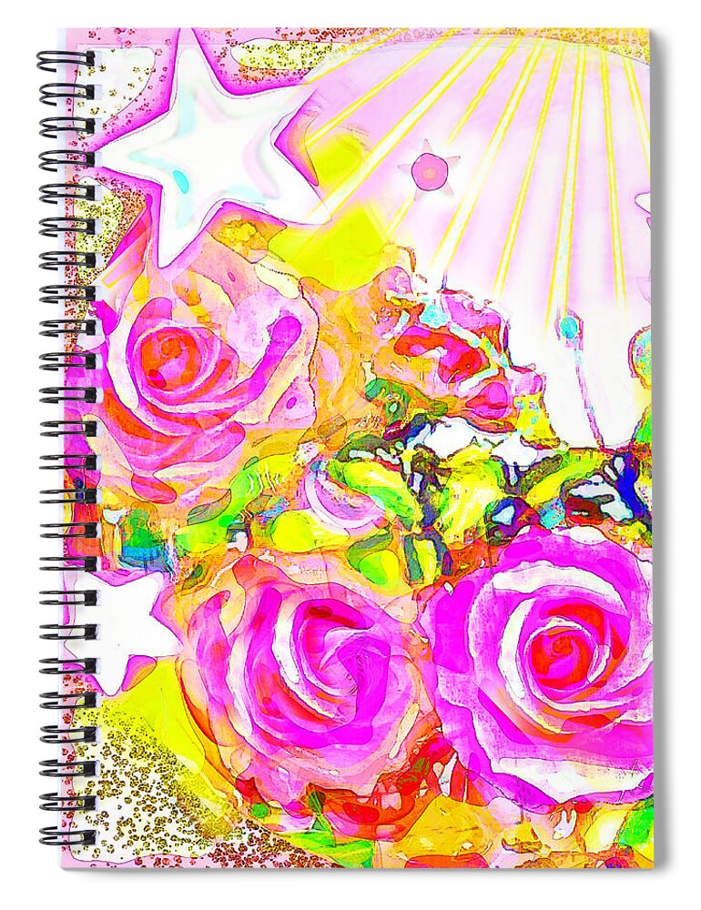 Sun Spiral Notebook featuring the digital art Sunshine Garden by BelleAme Sommers