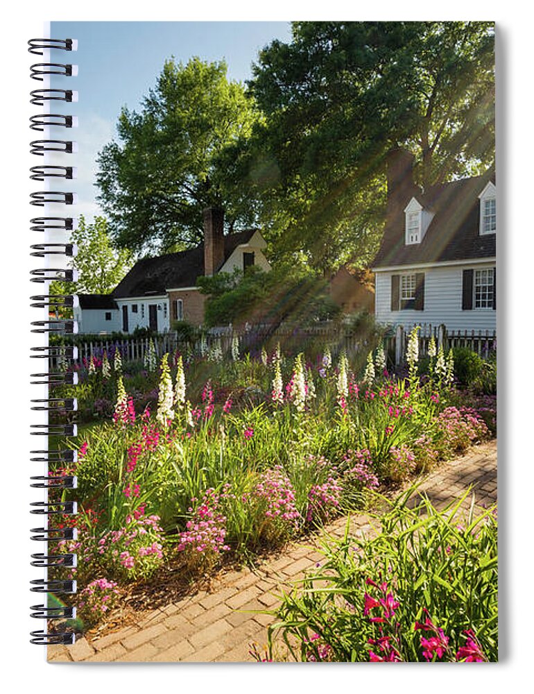 Colonial Williamsburg Spiral Notebook featuring the photograph Sunshine in Spring at the Taliaferro-Cole Garden by Rachel Morrison