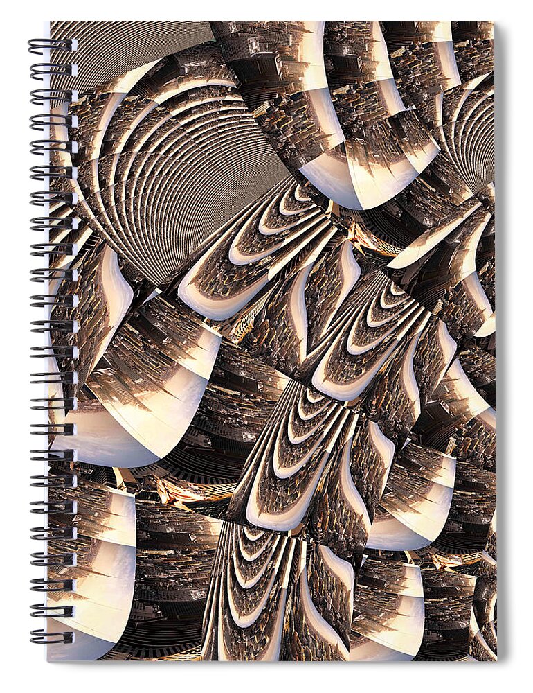Fractal Spiral Notebook featuring the mixed media Sunshine Over Manhattan by Stephane Poirier